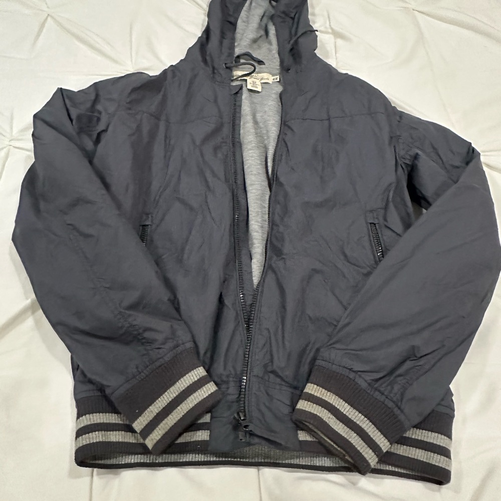 H&M Charcoal Bomber Jacket with Hood
